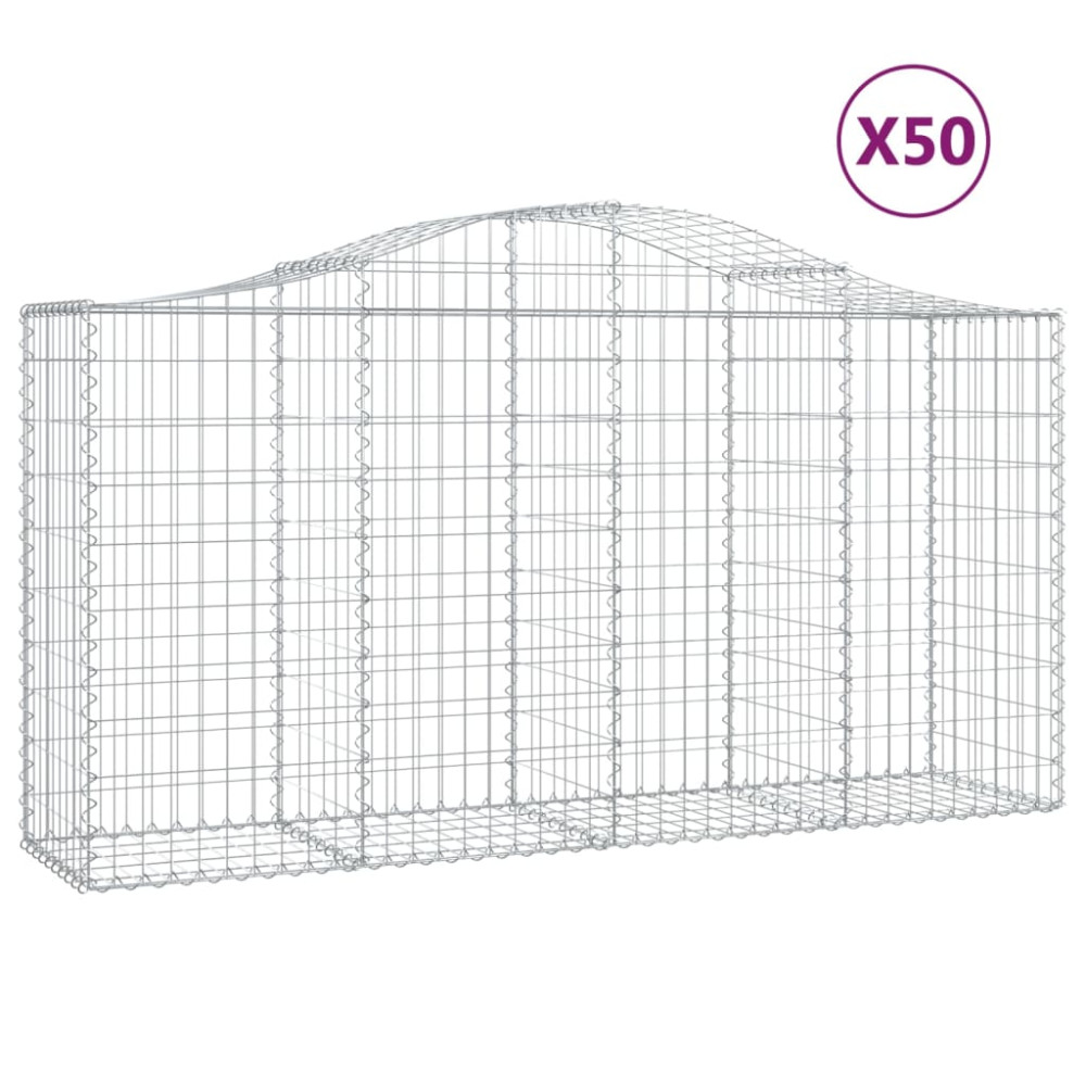 Produktbild för Gabioner bågformade 50 st 200x50x100/120 cm galvaniserat järn