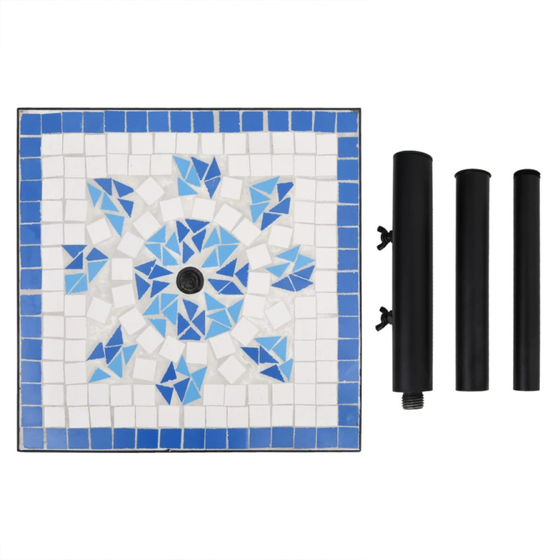 Produktbild för Parasollfot blå och vit fyrkantig 12 kg