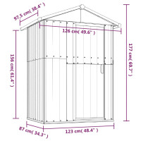 Produktbild för Trädgårdsskjul brun 126x97,5x177 cm galvaniserat stål