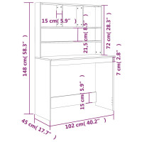 Produktbild för Skrivbord med hyllor brun ek 102x45x148 cm konstruerat trä