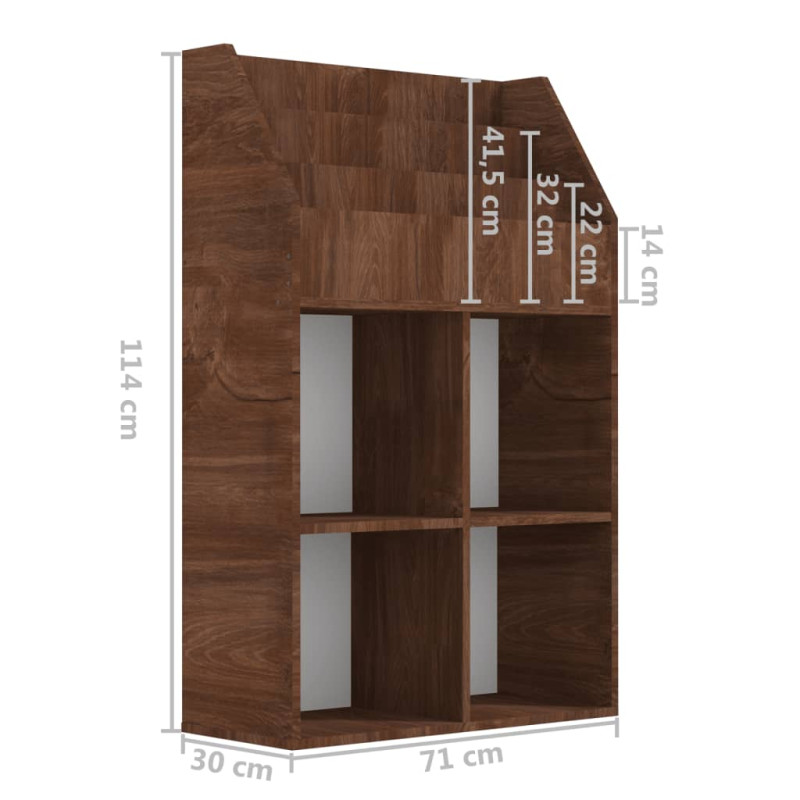 Produktbild för Tidningsställ för barn brun ek 71x30x114 cm konstruerat trä