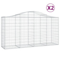 Produktbild för Gabioner bågformade 2 st 200x50x100/120 cm galvaniserat järn