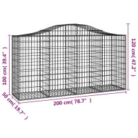 Produktbild för Gabioner bågformade 2 st 200x50x100/120 cm galvaniserat järn