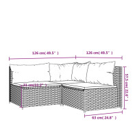Produktbild för Loungegrupp med dynor 3 delar konstrottning grå