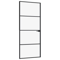 Produktbild för Innerdörr 83x201,5 cm härdat glas och aluminium slim