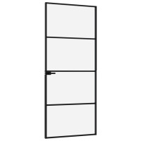 Produktbild för Innerdörr 83x201,5 cm härdat glas och aluminium slim