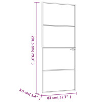 Produktbild för Innerdörr 83x201,5 cm härdat glas och aluminium slim