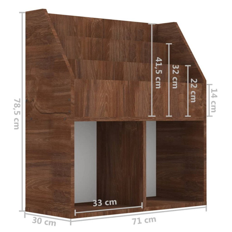 Produktbild för Tidningsställ för barn brun ek 71x30x78,5 cm konstruerat trä