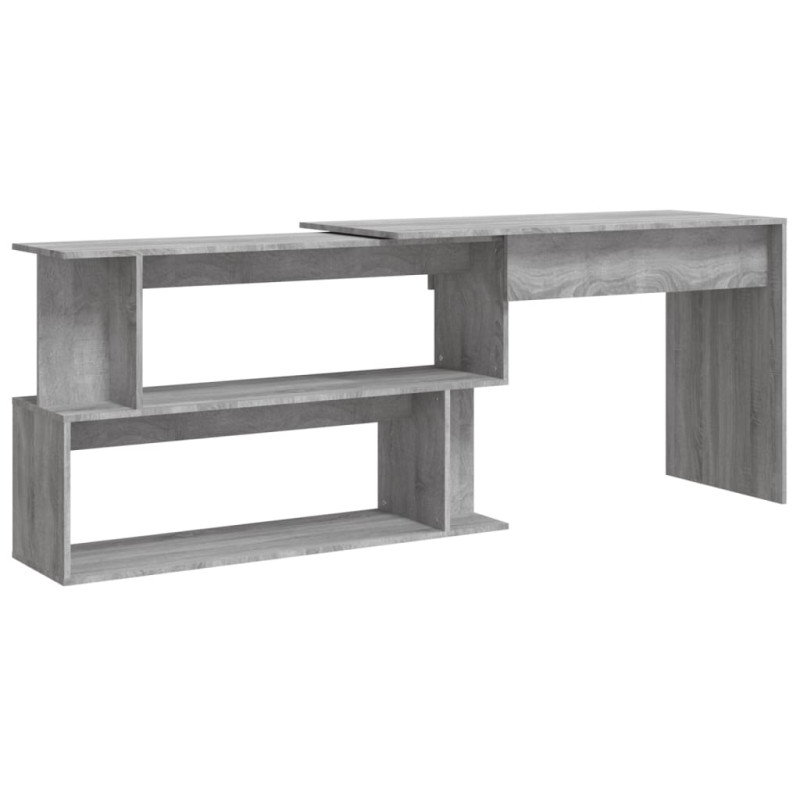 Produktbild för Hörnskrivbord grå sonoma 200x50x76 cm konstruerat trä