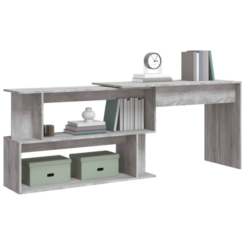 Produktbild för Hörnskrivbord grå sonoma 200x50x76 cm konstruerat trä