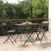 Produktbild för Hopfällbara caféstolar 6 st brun konstrotting och stål