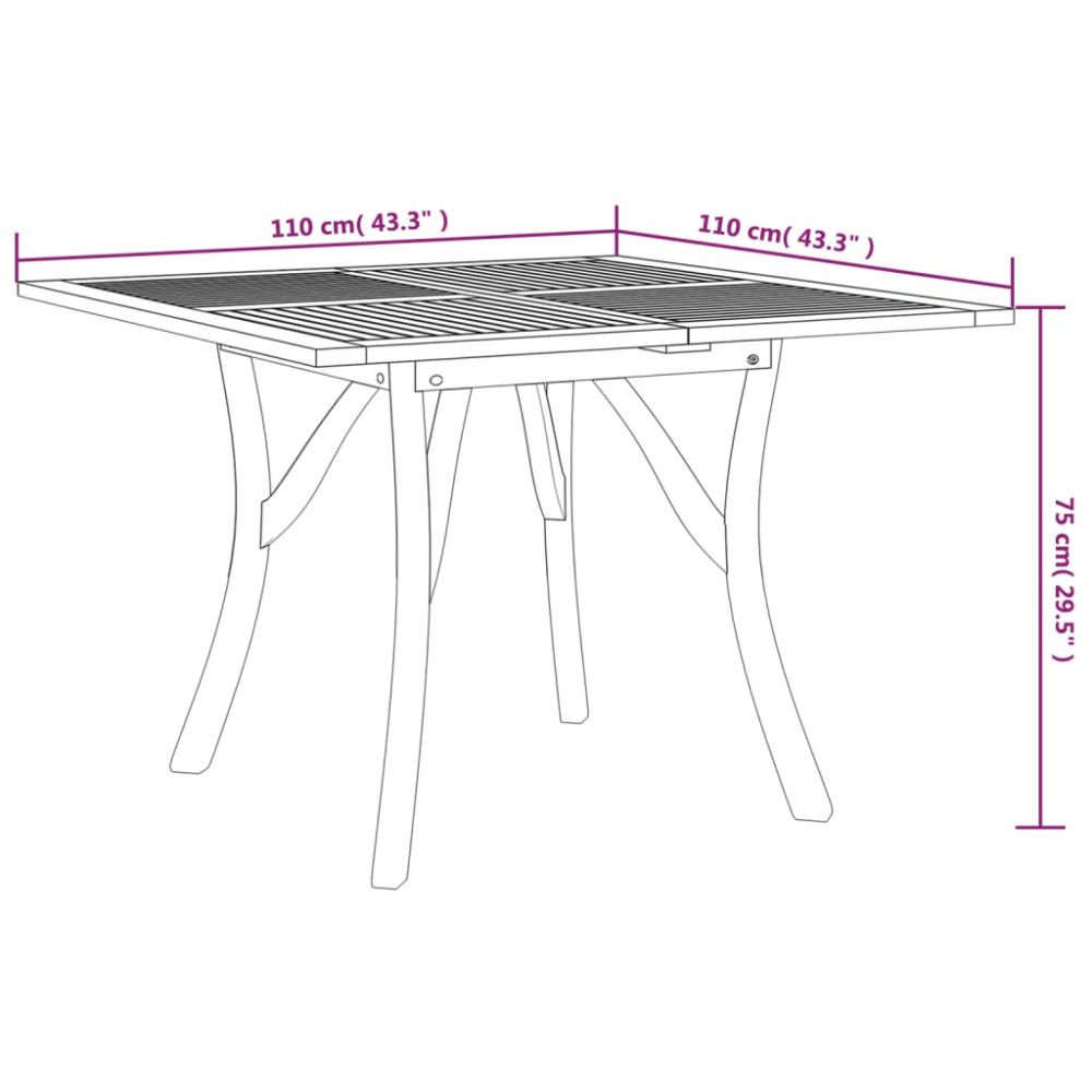Produktbild för Trädgårdsbord 110x110x75 cm massivt akaciaträ