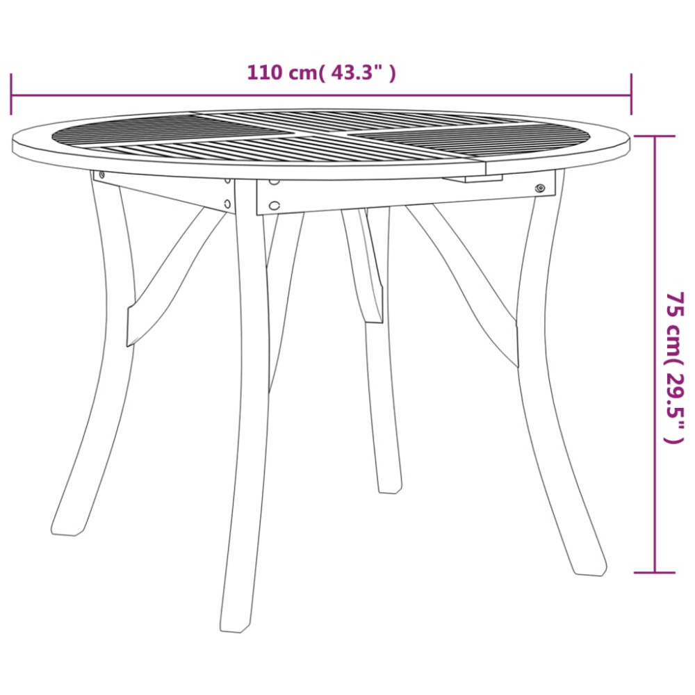 Produktbild för Trädgårdsbord Ø 110 cm massivt akaciaträ