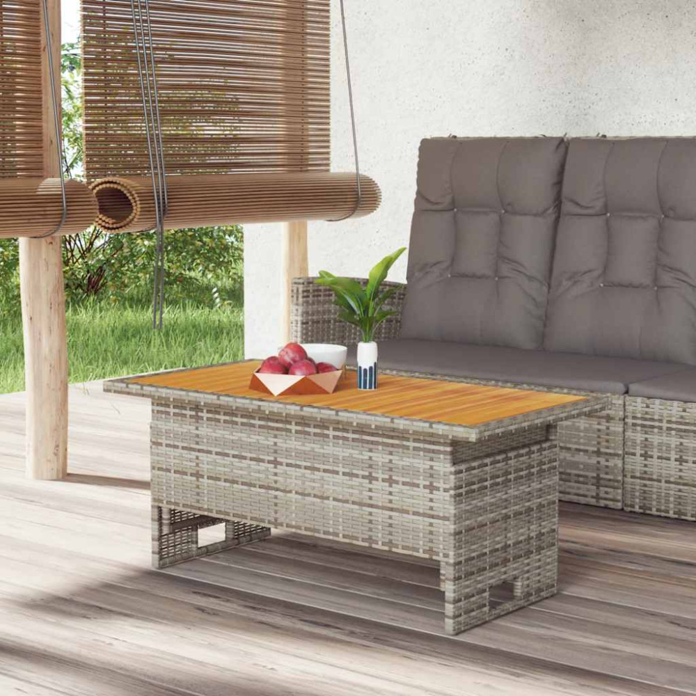 Produktbild för Trädgårdsbord grå 100x50x43/63 cm akaciaträ & konstrotting