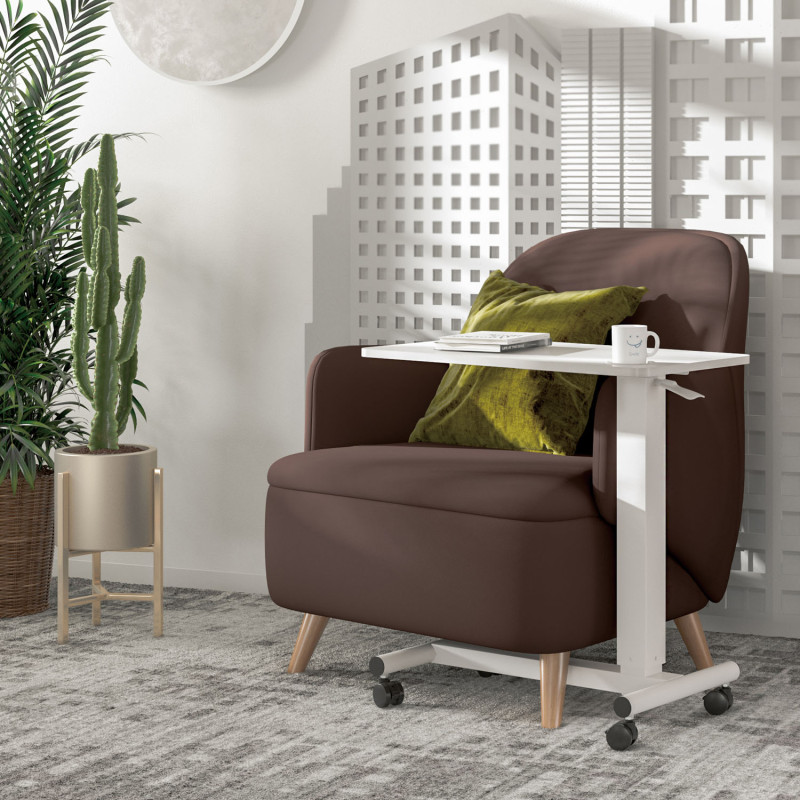 Produktbild för Höj-/sänkbart säng-/soffbord med gasfjäder Vit