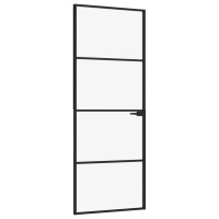 Produktbild för Innerdörr 76x201,5 cm härdat glas och aluminium slim