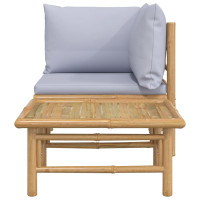 Produktbild för Loungegrupp för trädgården 2 delar ljusgråa dynor bambu