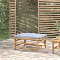 Produktbild för Pall för trädgården med ljusgrå dyna bambu