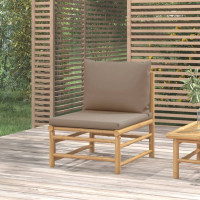 Produktbild för Soffa mittdel för trädgården med taupe dynor bambu