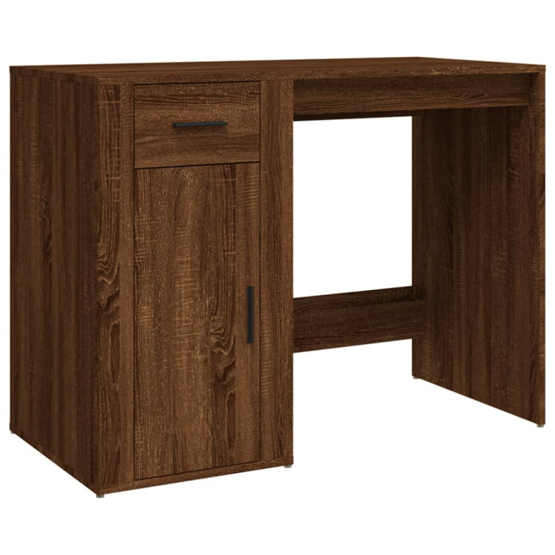 Produktbild för Skrivbord med skåp brun ek konstruerat trä