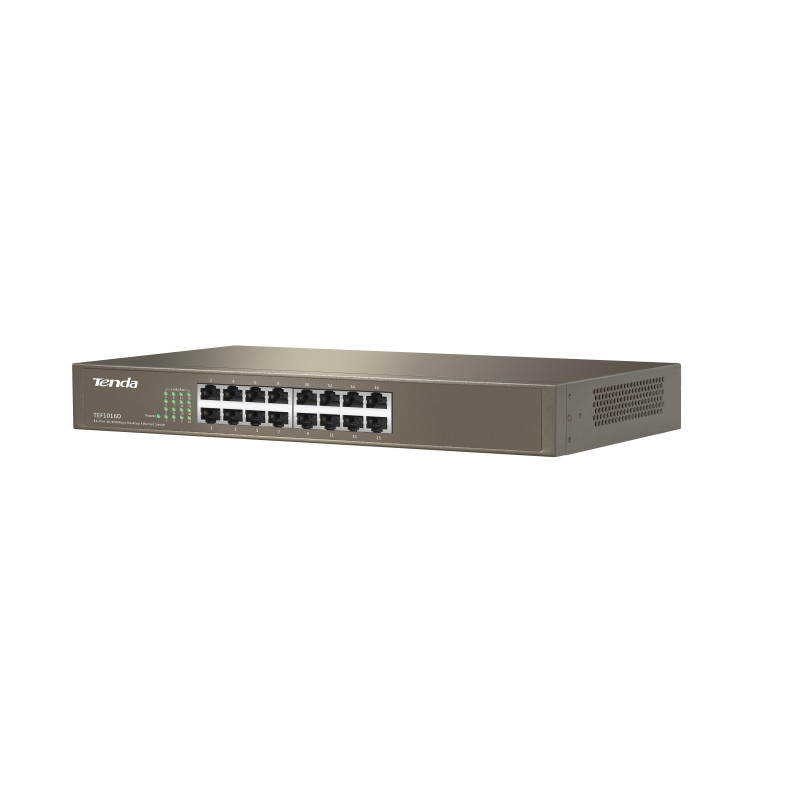 Produktbild för Tenda TEF1016D nätverksswitchar Ohanterad Fast Ethernet (10/100) Grå