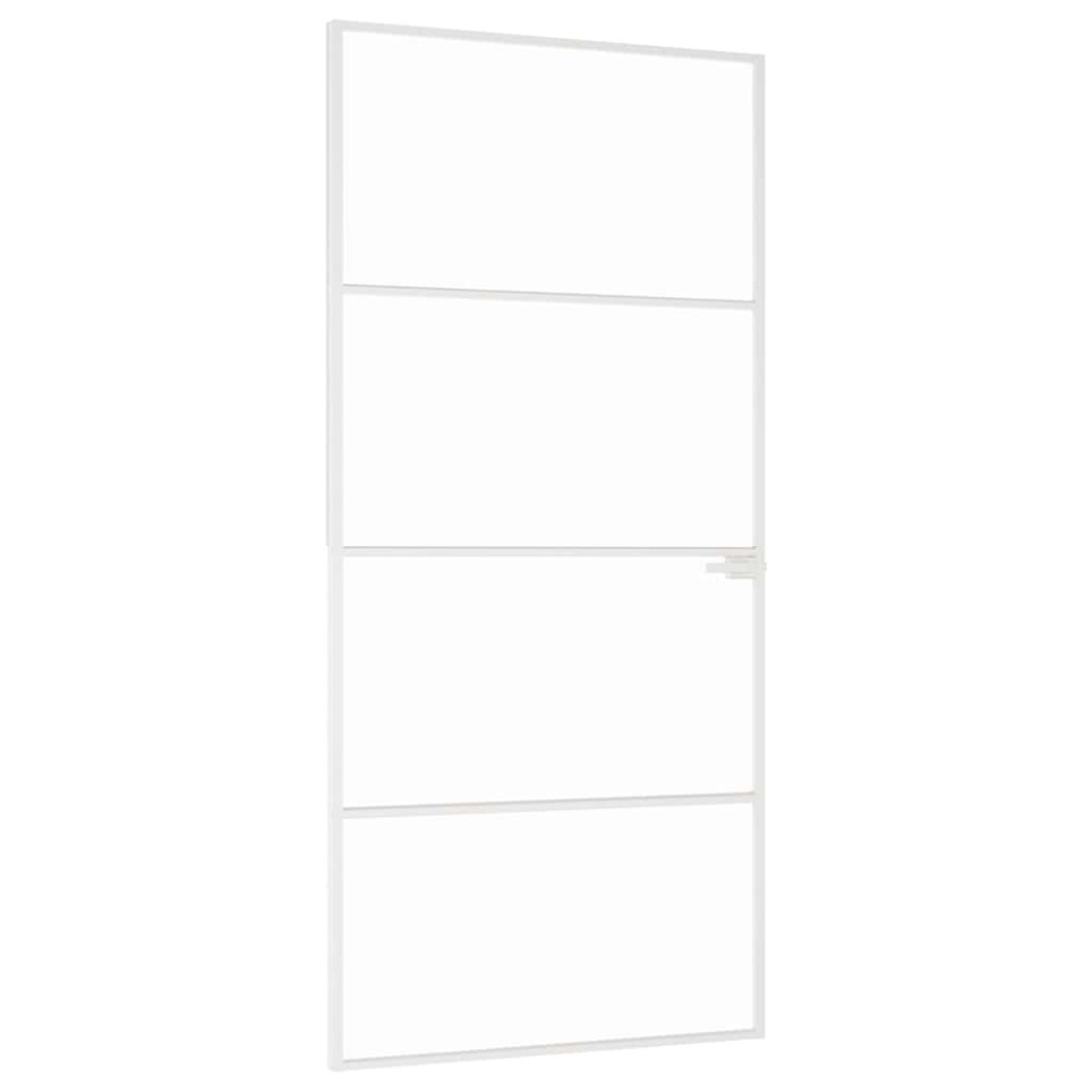 Produktbild för Innerdörr 93x201,5 cm härdat glas och aluminium slim