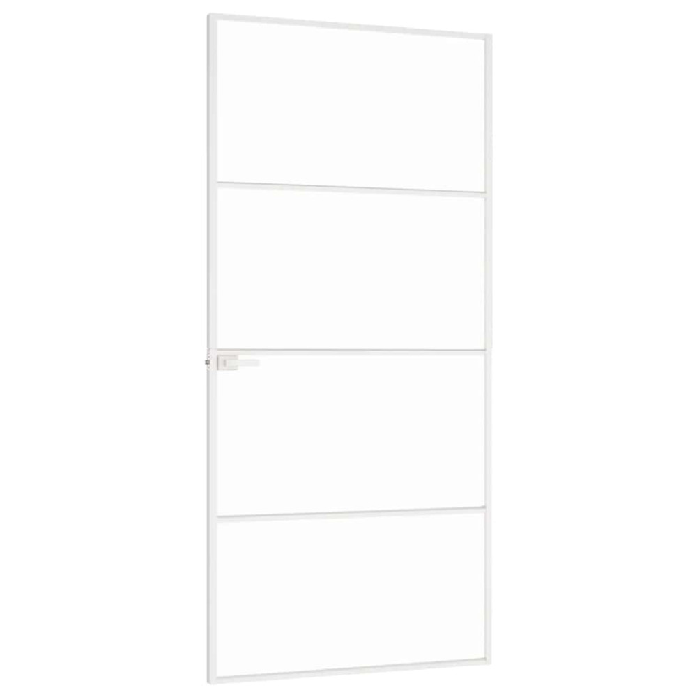 Produktbild för Innerdörr 93x201,5 cm härdat glas och aluminium slim