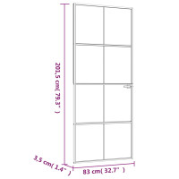 Produktbild för Innerdörr 83x201,5 cm härdat glas och aluminium slim