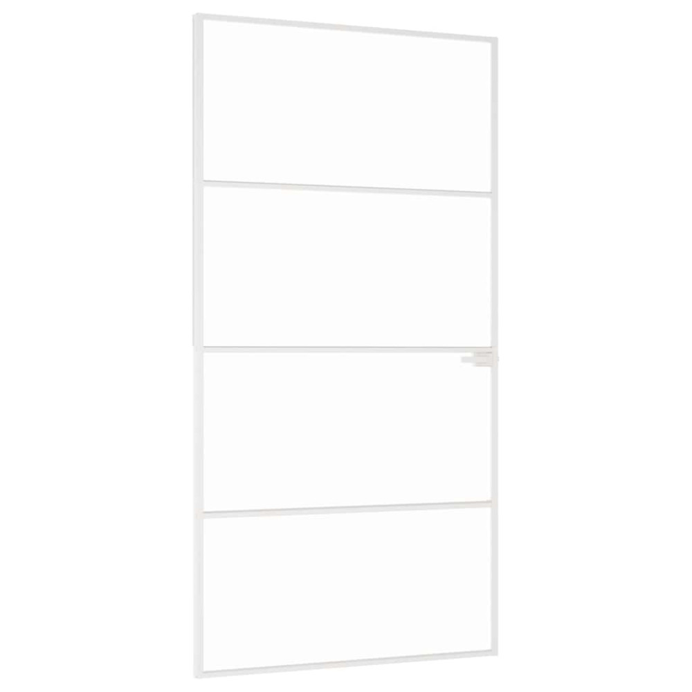 Produktbild för Innerdörr 102x201,5 cm härdat glas och aluminium slim