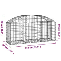 Produktbild för Gabion bågformad 150x50x60/80 cm galvaniserat järn