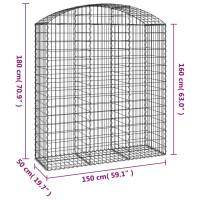 Produktbild för Gabion bågformad 150x50x160/180 cm galvaniserat järn