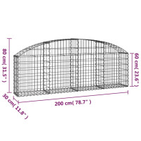 Produktbild för Gabion bågformad 200x30x60/80 cm galvaniserat järn