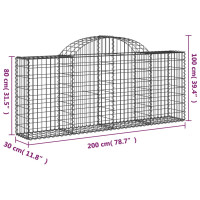 Produktbild för Gabion bågformad 200x30x80/100 cm galvaniserat järn