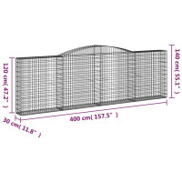 Produktbild för Gabion bågformad 400x30x120/140 cm galvaniserat järn