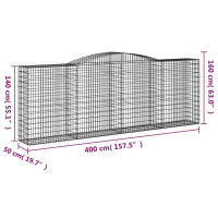 Produktbild för Gabion bågformad 400x50x140/160 cm galvaniserat järn