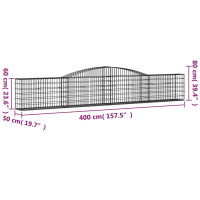 Produktbild för Gabion bågformad 400x50x60/80 cm galvaniserat järn