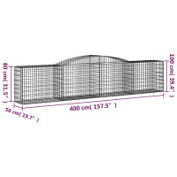 Produktbild för Gabion bågformad 400x50x80/100 cm galvaniserat järn