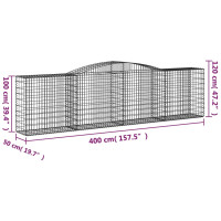 Produktbild för Gabion bågformad 400x50x100/120 cm galvaniserat järn