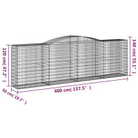 Produktbild för Gabion bågformad 400x50x120/140 cm galvaniserat järn