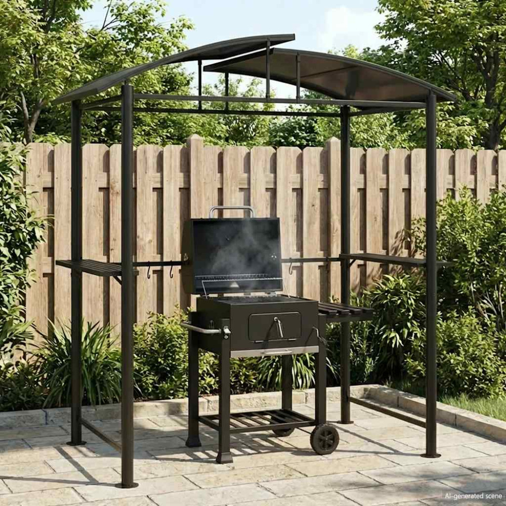 Produktbild för Tak för grill med sidohyllor antracit 210x114x230 cm stål