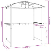 Produktbild för Tak för grill med sidohyllor antracit 210x114x230 cm stål