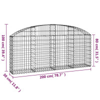 Produktbild för Gabion bågformad 200x30x80/100 cm galvaniserat järn