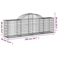 Produktbild för Gabion bågformad 200x30x60/80 cm galvaniserat järn