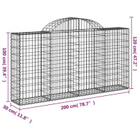 Produktbild för Gabion bågformad 200x30x100/120 cm galvaniserat järn