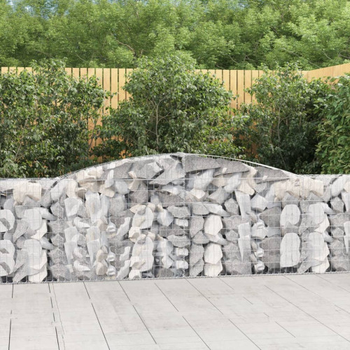 vidaXL Gabion bågformad 400x30x100/120 cm galvaniserat järn - Krukor & Odlingslådor