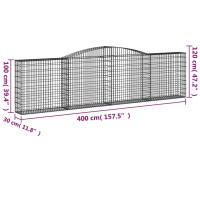 Produktbild för Gabion bågformad 400x30x100/120 cm galvaniserat järn