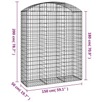 Produktbild för Gabion bågformad 150x50x180/200 cm galvaniserat järn