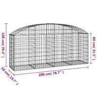 Produktbild för Gabion bågformad 200x50x80/100 cm galvaniserat järn