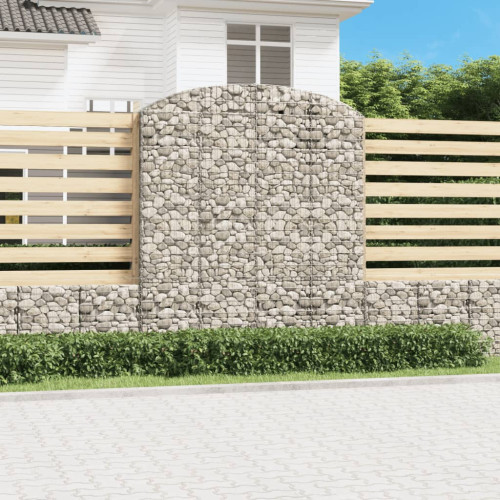 vidaXL Gabion bågformad 200x50x220/240 cm galvaniserat järn