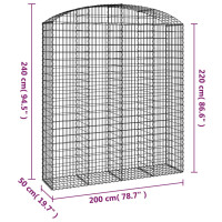 Produktbild för Gabion bågformad 200x50x220/240 cm galvaniserat järn